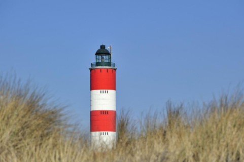 The red and white Berck lighthouse at Berck-sur-Mer