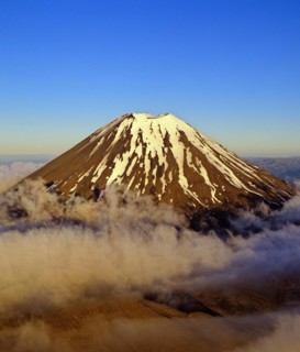Aerial view of Mount Ngauruhoe in Tongariro National Park North Island New Zealand