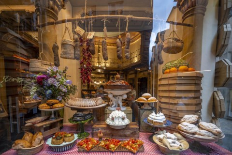 Shop window of a shop with local specialities