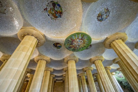 Columns with mosaic