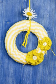 Decorative wreath on blue background