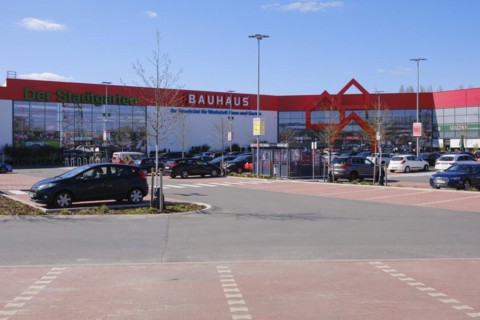 Bauhaus DIY store with car park
