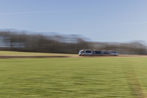 A train of the Laenderbahn Trilex in the border triangle of Germany