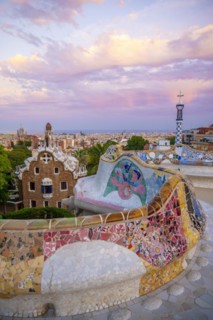 Benches with colourful mosaic