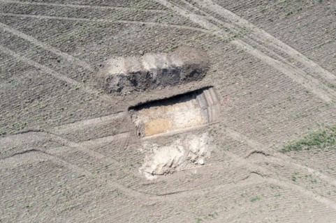 Archaeological investigation area on future construction site for two semiconductor plants of the US chip manufacturer Intel