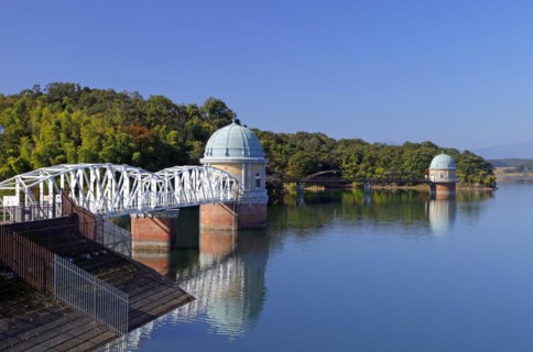 Lake Tama-ko Murayama reservoir Intake Tower Higashi-Yamato city Tokyo Japan Asia