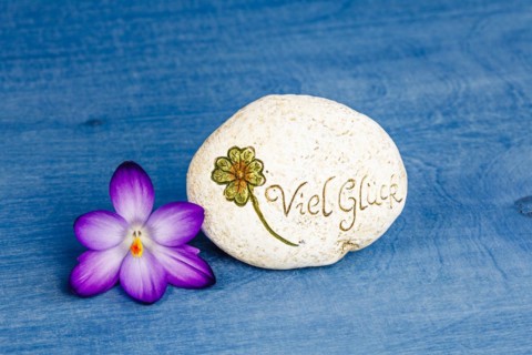 Stone with engraving Good luck