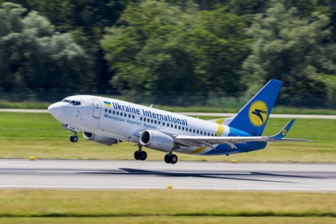 Aircraft of Ukraine International Airlines on take-off
