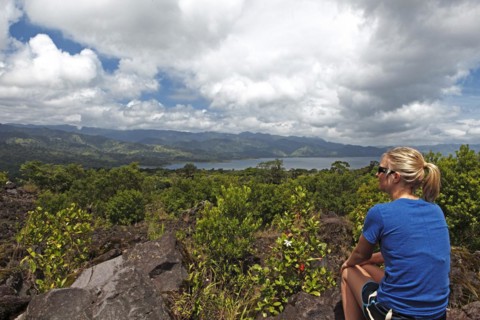 Woman looking at Lake Arenal
