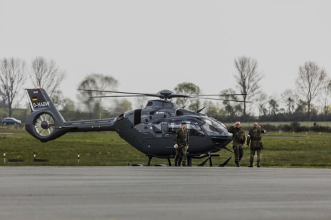 A helicopter of the model Airbus Helicopters H135 of the German Armed Forces