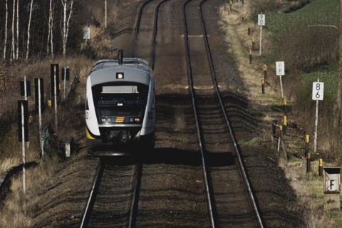 A train of the Laenderbahn Trilex in the border triangle of Germany
