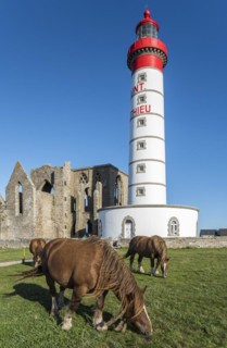The Pointe Saint Mathieu with its lighthouse and abbey ruins at Plougonvelin