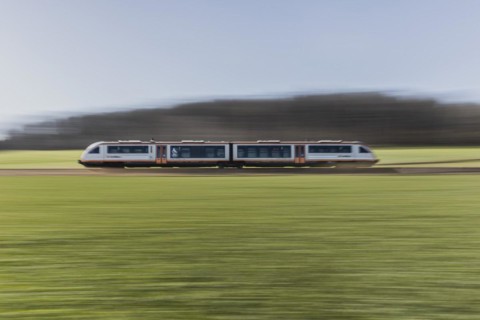 A train of the Laenderbahn Trilex in the border triangle of Germany