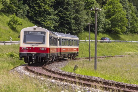 Rail bus on the Swabian Alb Railway