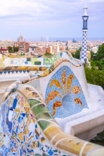 Benches with colourful mosaic