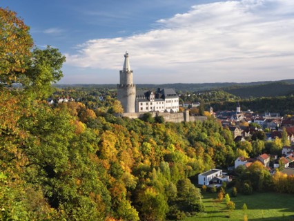 View of Weida with the Osterburg in autumn