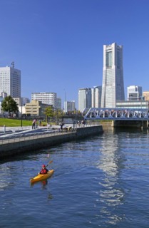 Yokohama Minato Mirai 21 view of Yokohama city Kanagawa Japan