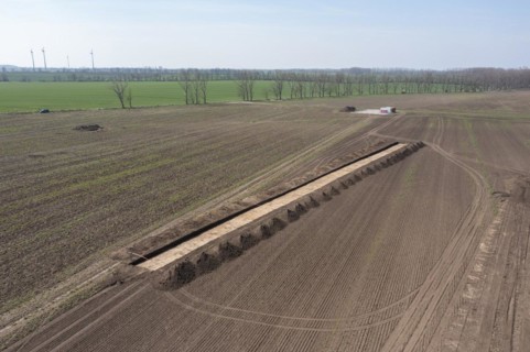 Archaeological investigation areas on future construction site for two semiconductor plants of the US chip manufacturer Intel