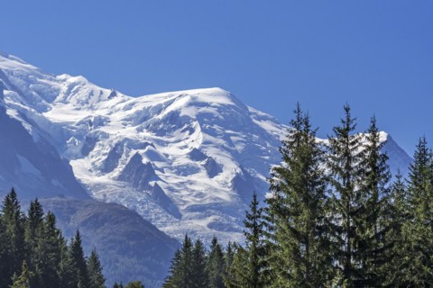 French side of the Mont Blanc massif showing the Dome du Gouter mountain top
