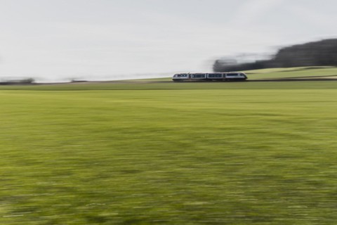 A train of the Laenderbahn Trilex in the Deilaendereck Germany