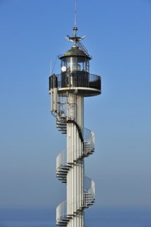 The Alprech lighthouse with spiralling exterior staircase near Le Portel