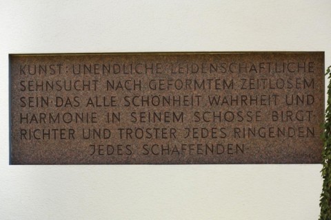 Stone tablet with inscription at the Kunsthalle Tuebingen