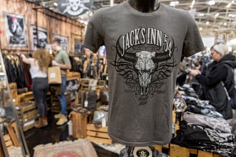 T-shirt and clothing for bikers at the Jacks Inn 54 Roadwear stand