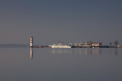 The Podersdorf lighthouse on the shore of the Neusiedler See