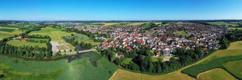 Aerial view of Frontenhausen a market in the Lower Bavarian district of Dingolfing-Landau
