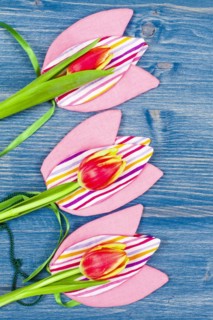 Three Tulips on Fabric Tulips