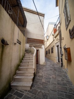 Mediterranean old town with old alleys and houses in the morning