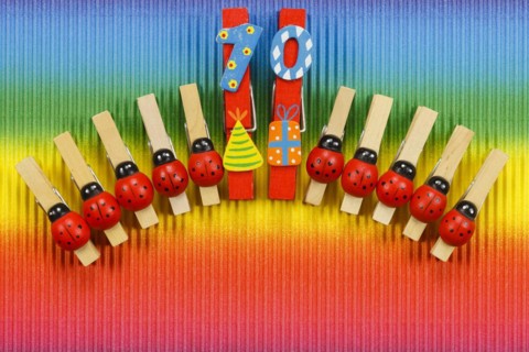 Clothes pegs and number 10