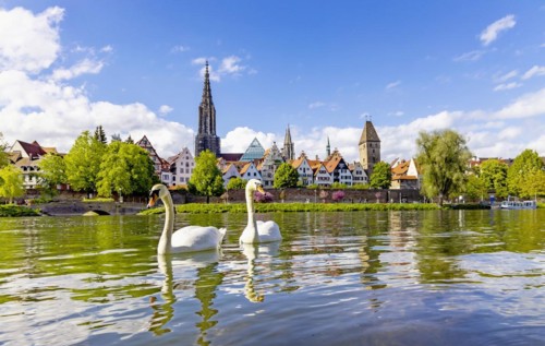 Danube bank with view of the historic old town