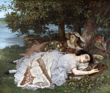 Young Women Lying by the Seine in Summer in Paris