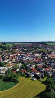 Aerial view of Frontenhausen a market in the Lower Bavarian district of Dingolfing-Landau