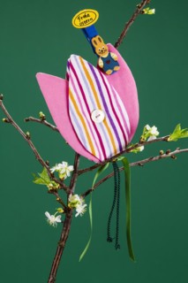 Fabric Cherry Branch with Tulip