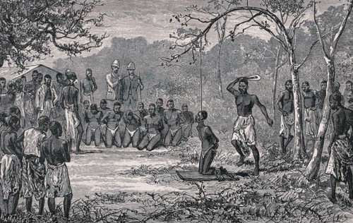 The execution of slaves by beheading by the Bakuti