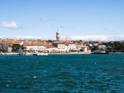 View over the marina to the town of Krk