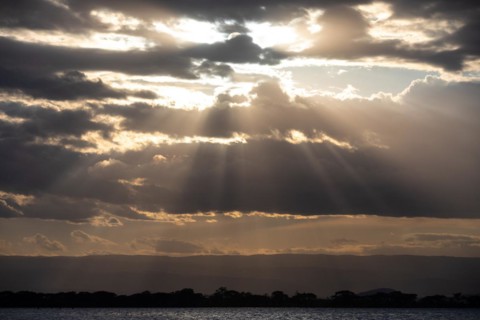 Sunbeams over a lake