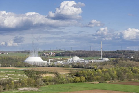 Neckarwestheim nuclear power plant on the Neckar river