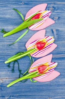 Three Tulips on Fabric Tulips