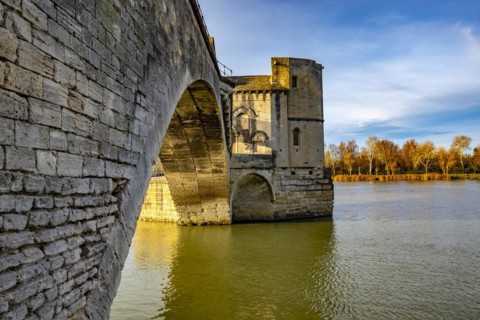 Pont Sant Benezet over Rhone River in Sunset