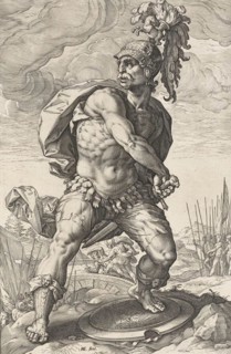This painting by Hendrick Goltzius served as inspiration for the Indian miniature painter Kesu Das. It shows the musculature according to the Indian ideal of beauty from 1600