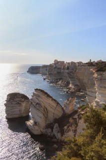 Bonifacio with its limestone cliffs in the foreground