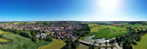 Aerial view of Frontenhausen a market in the Lower Bavarian district of Dingolfing-Landau