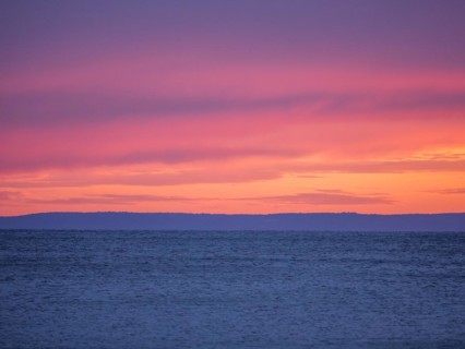 Evening glow over the sea after sunset