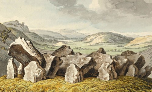 A prehistoric stone circle on a hill