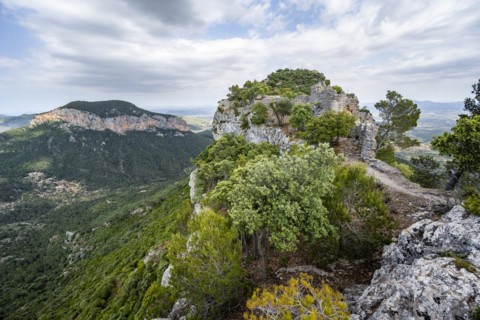 Old castle walls on mountain top