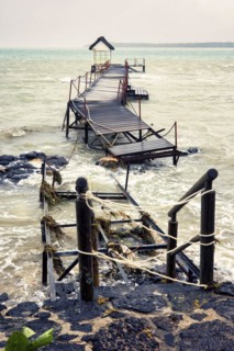 Boat jetty destroyed after a cyclone