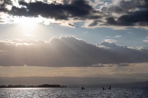 Sunbeams over a lake